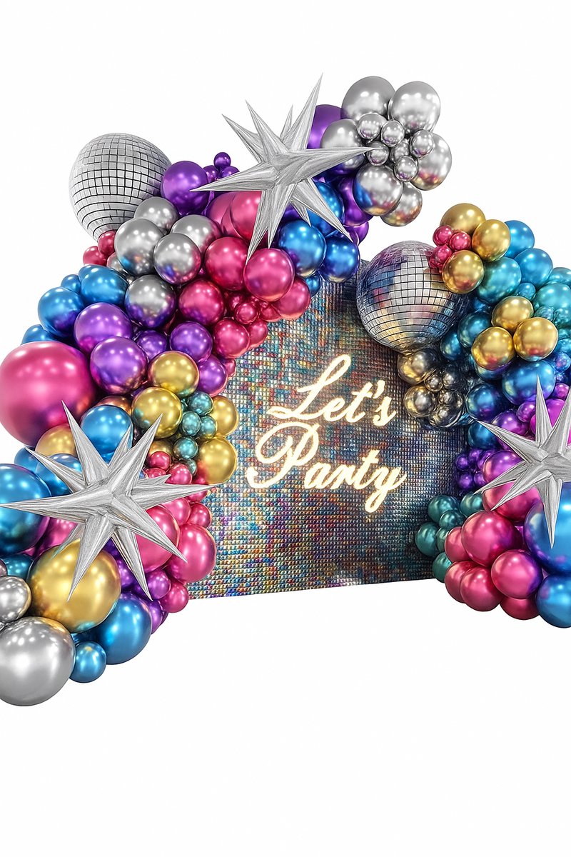 130-delige Chrome Ballonnen Boog Set – Luxe Ballon Decoratie voor Verjaardag, Feest, Jubileum & Fotoshoot – Disco Thema – Gemengde Kleuren